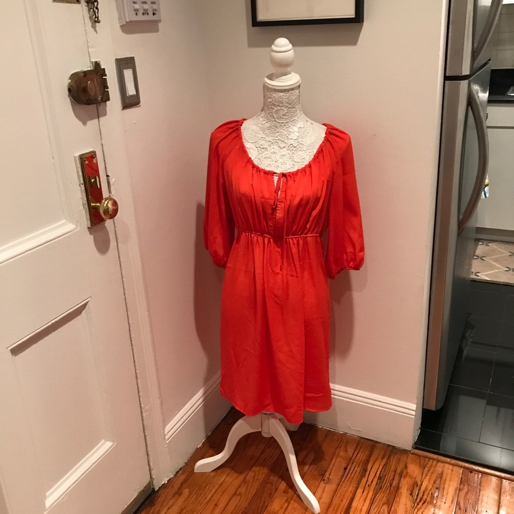 Tiffany poppy red sheer midi dress